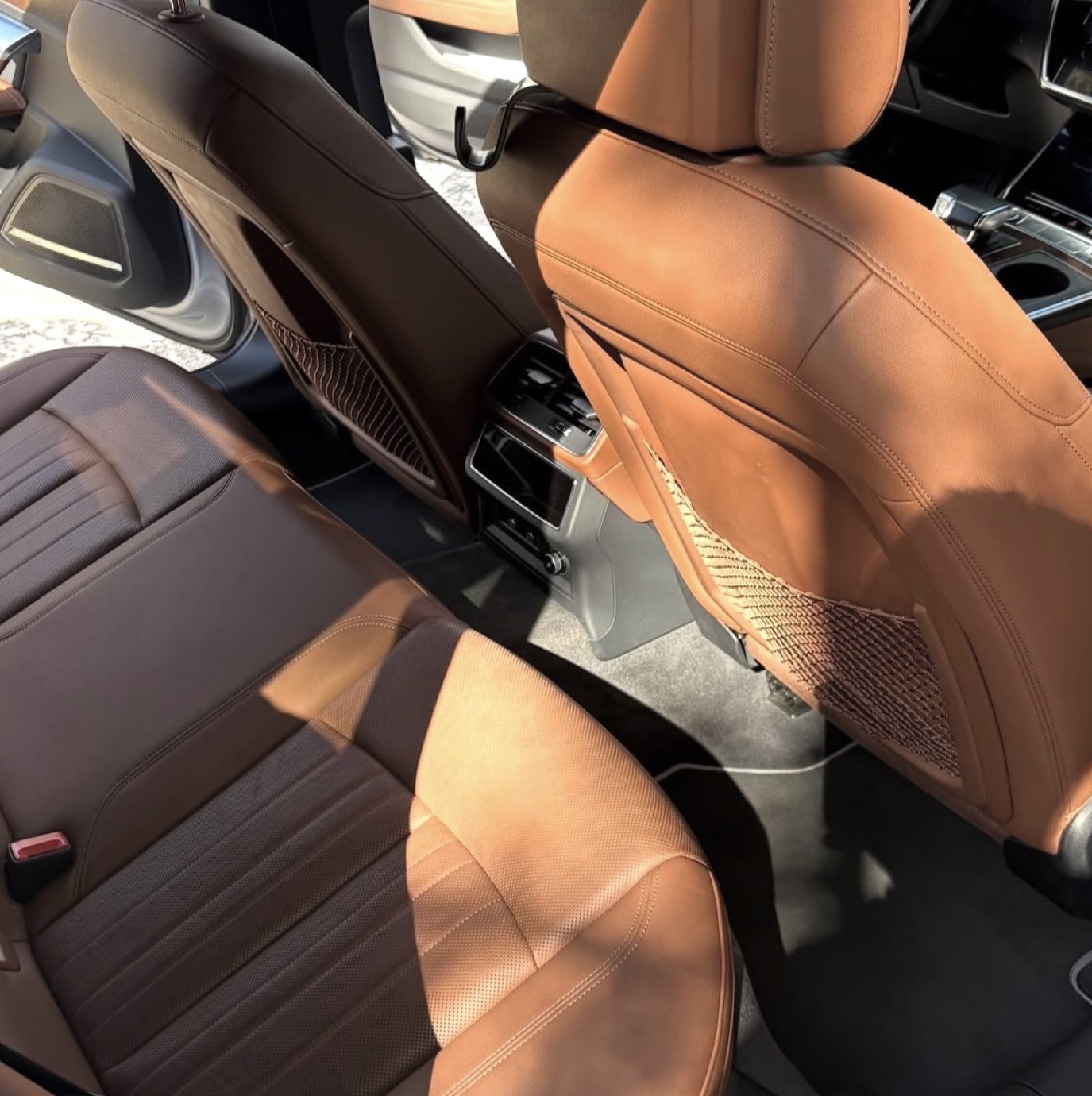 Audi cognac leather interior after a full detail